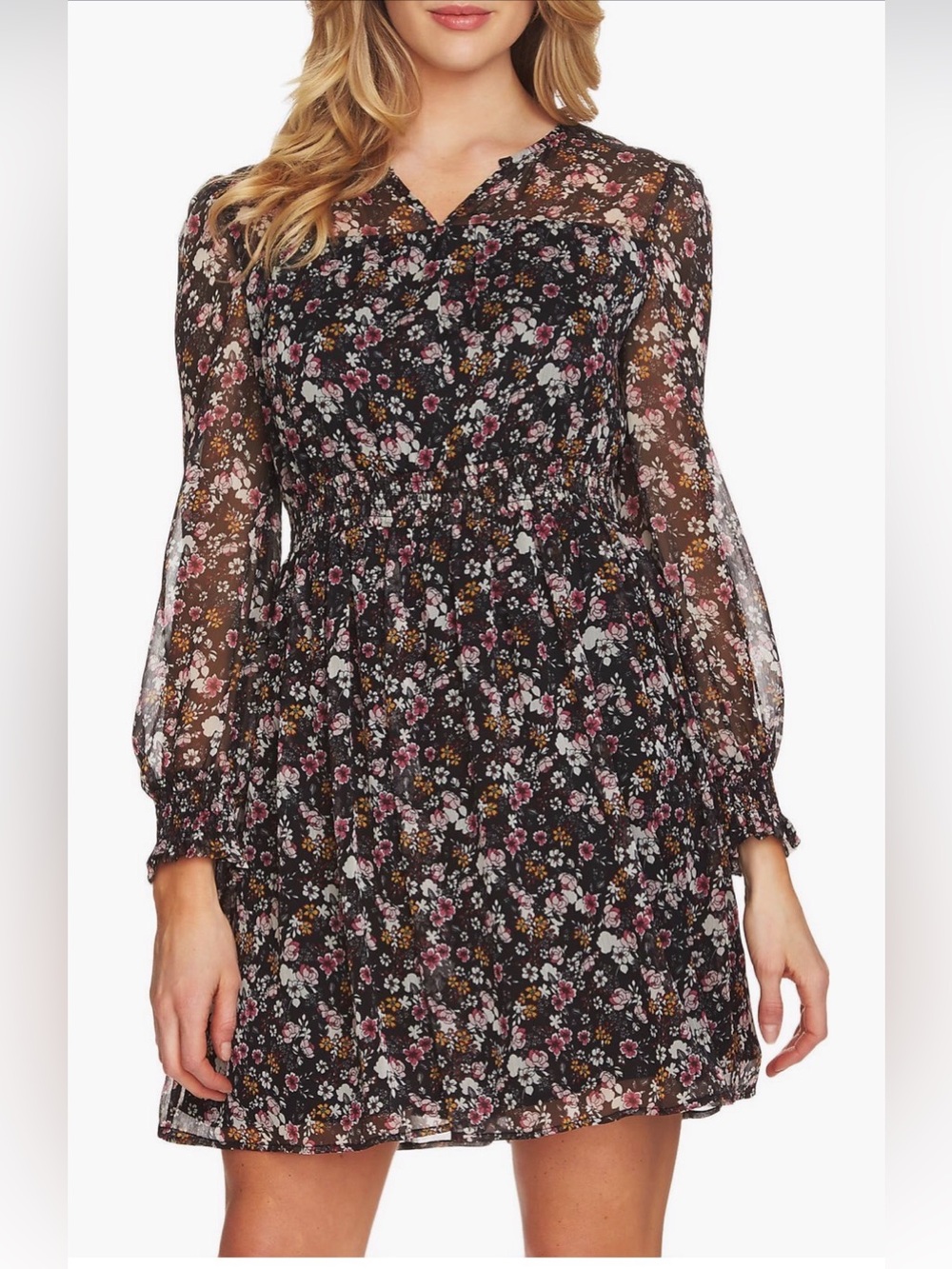 CeCe Abbey Bouquet Fit & Flare Dress, NWT